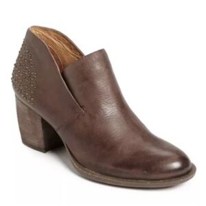NAYA Womens Taupe Brown Leather Valerie Western Slip On Studded Ankle Bootie 9.5
